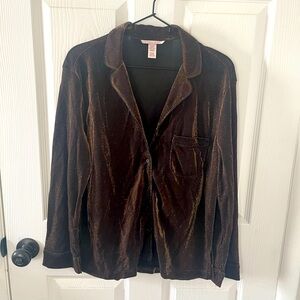 Victorias Secret Black and Gold Sparkle Pajama Collar Button Down